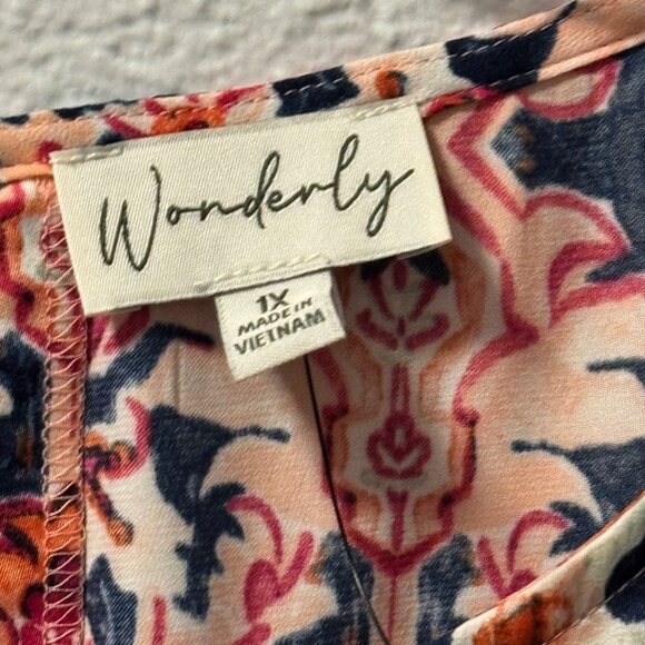 Wonderly Womens blouse Sz 1X Multicolor Boho Short Sleeve Blouse - Picture 3 of 12